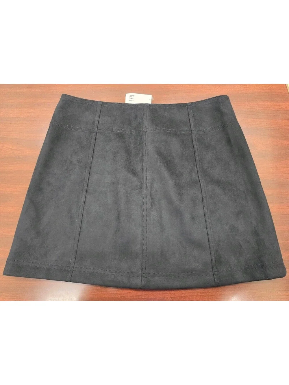 NWT Gap Black Faux Suede Button Front Mini Skirt Size 12 Dark Academia Fall Chic